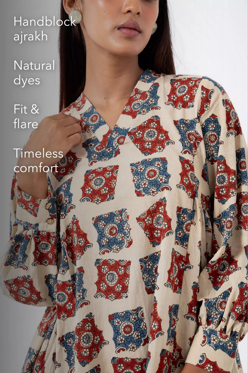 Block printed Classic half White Timeless Dress