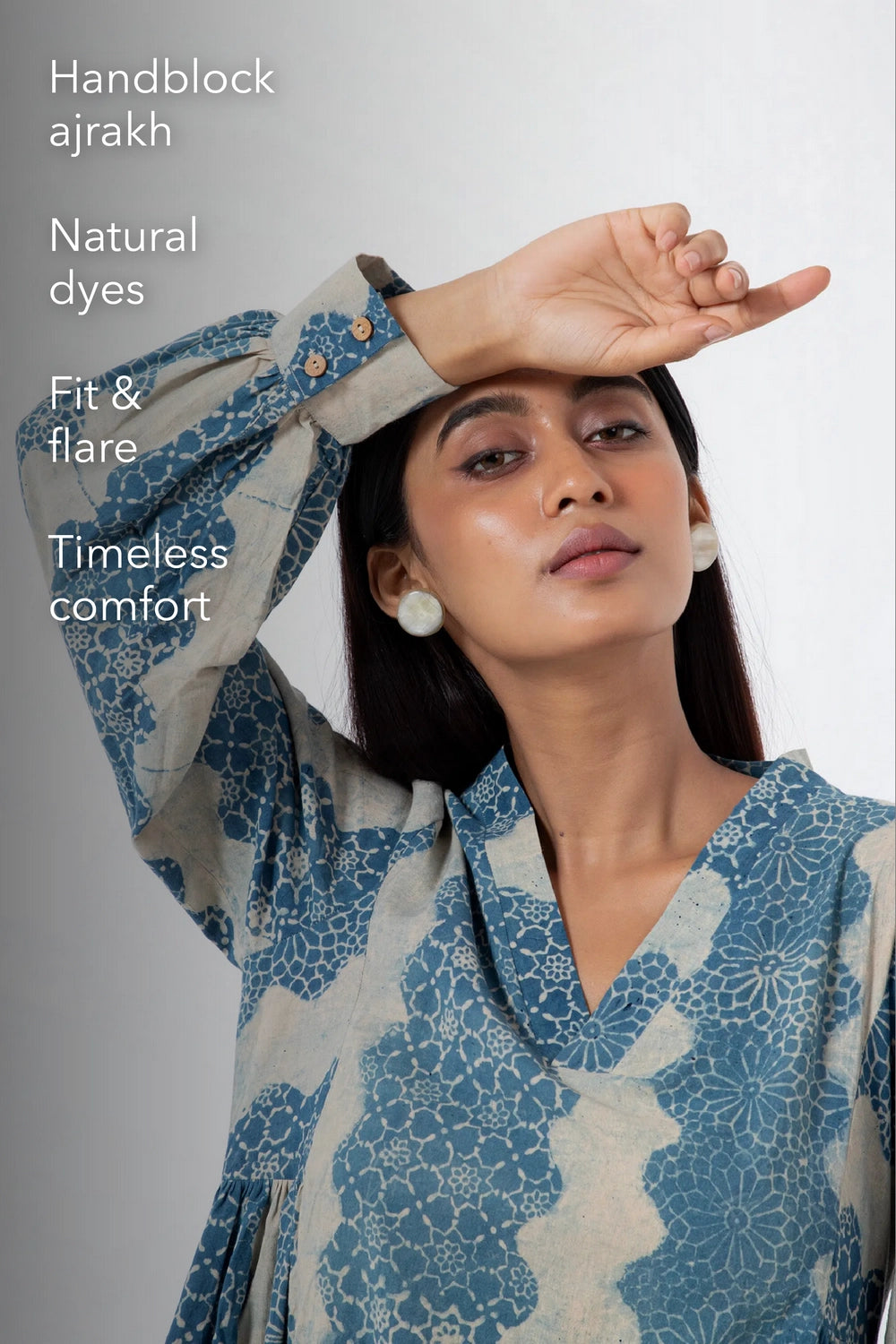 Block printed Wave Timeless Dress