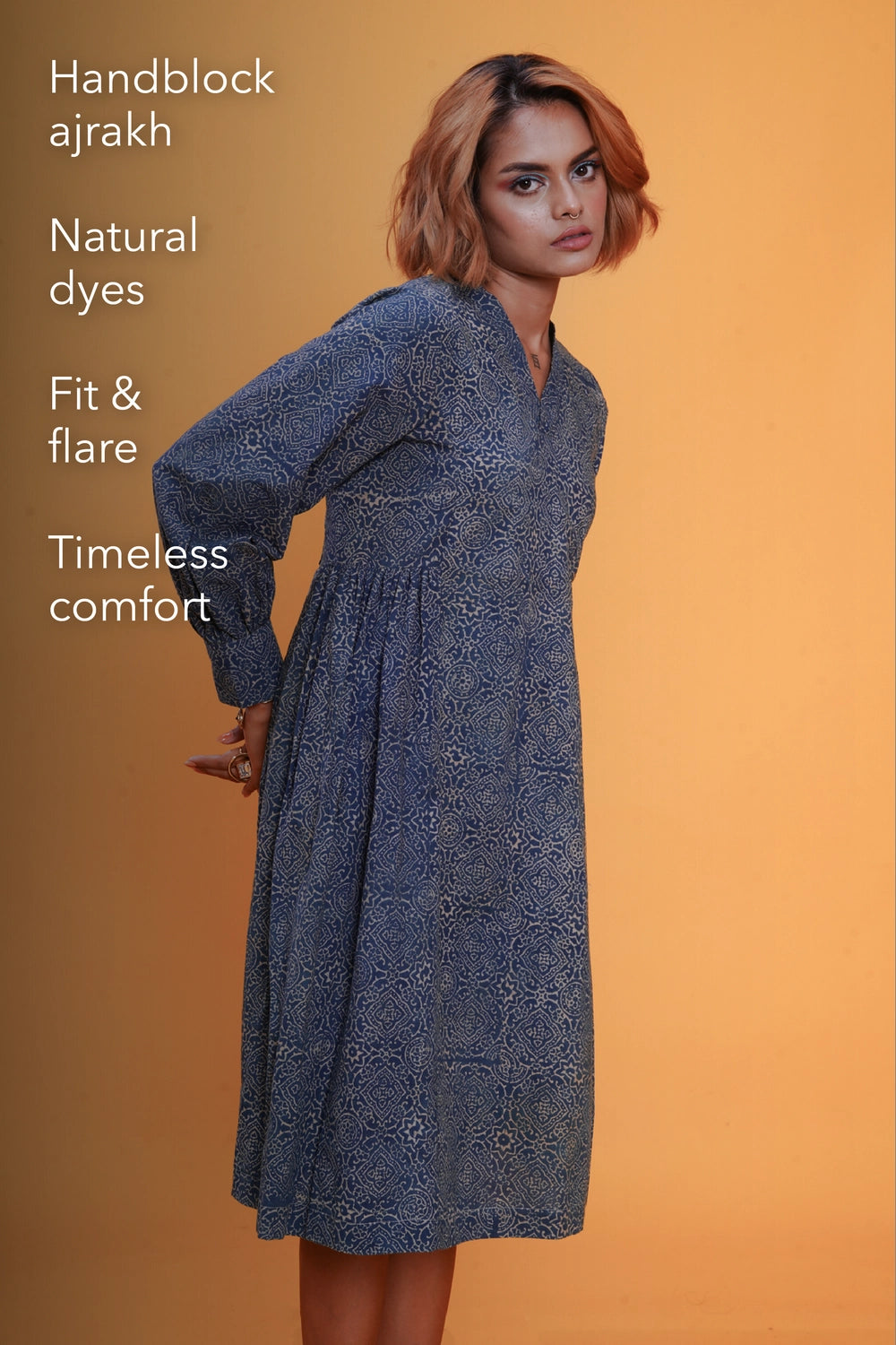 Block printed Clear sky Timeless Dress