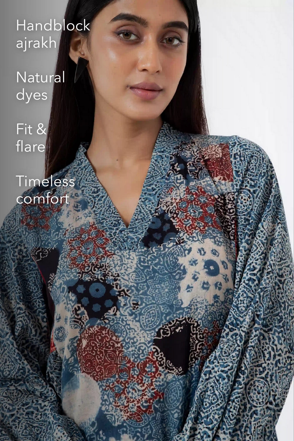 Block printed Indigo Timeless Dress