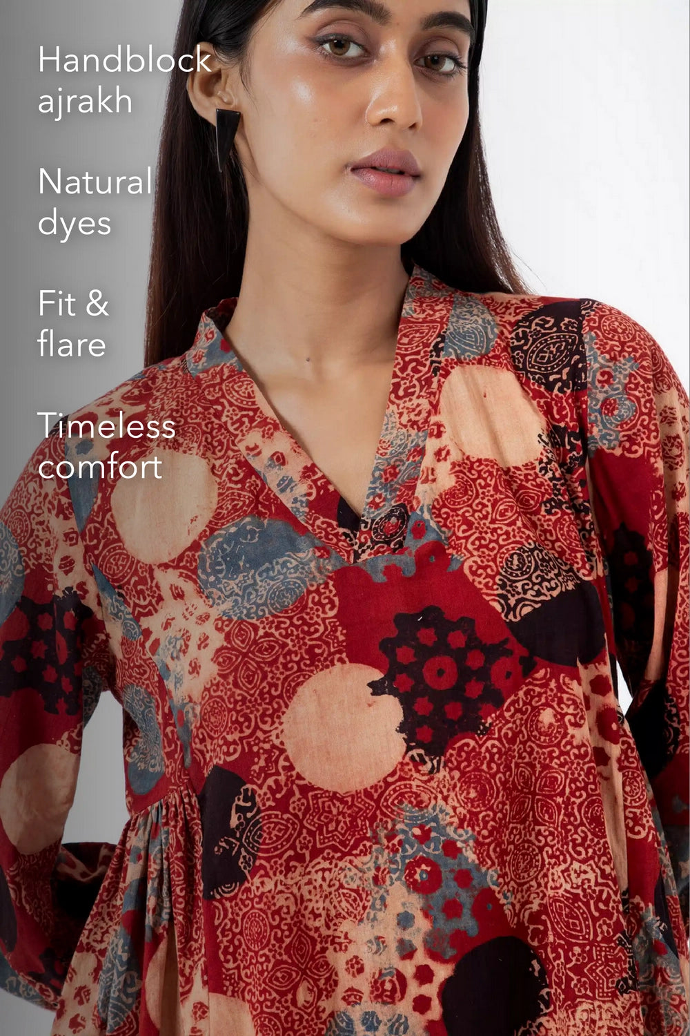 Block printed Alizarine Timeless Dress