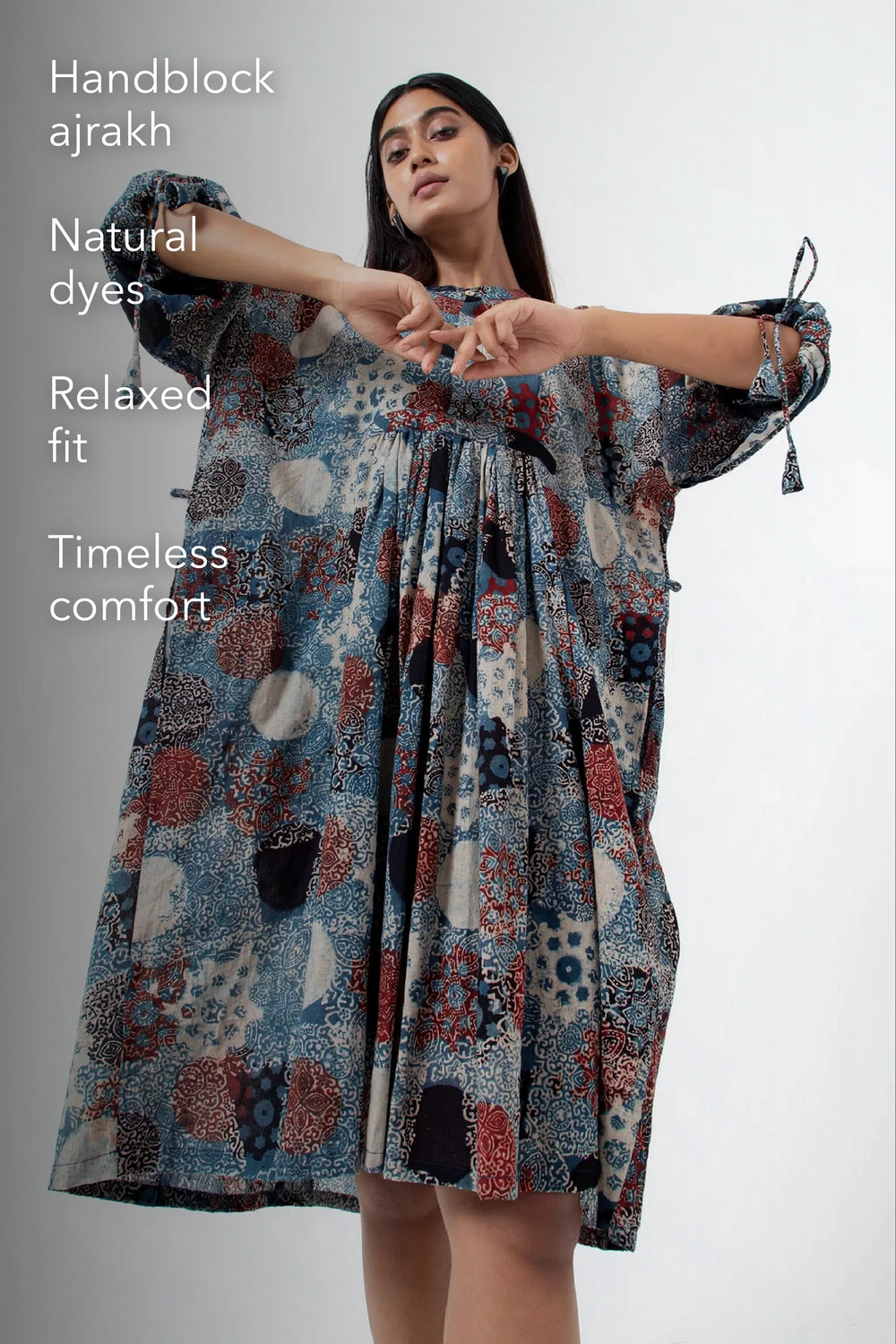 Block printed Indigo Anti-fit dress
