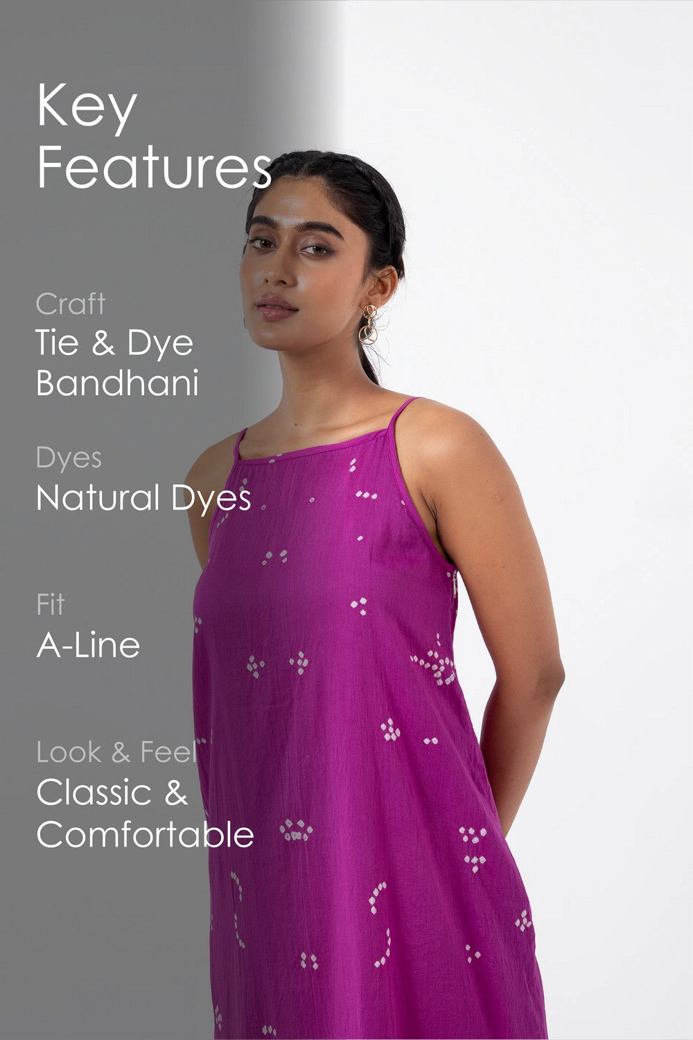 Bandhani Tribal Magenta Indie dress