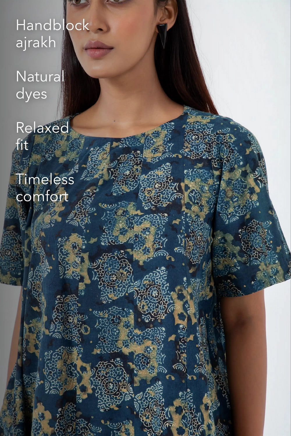 Block printed Atypical Seagreen Zero Waste Dress