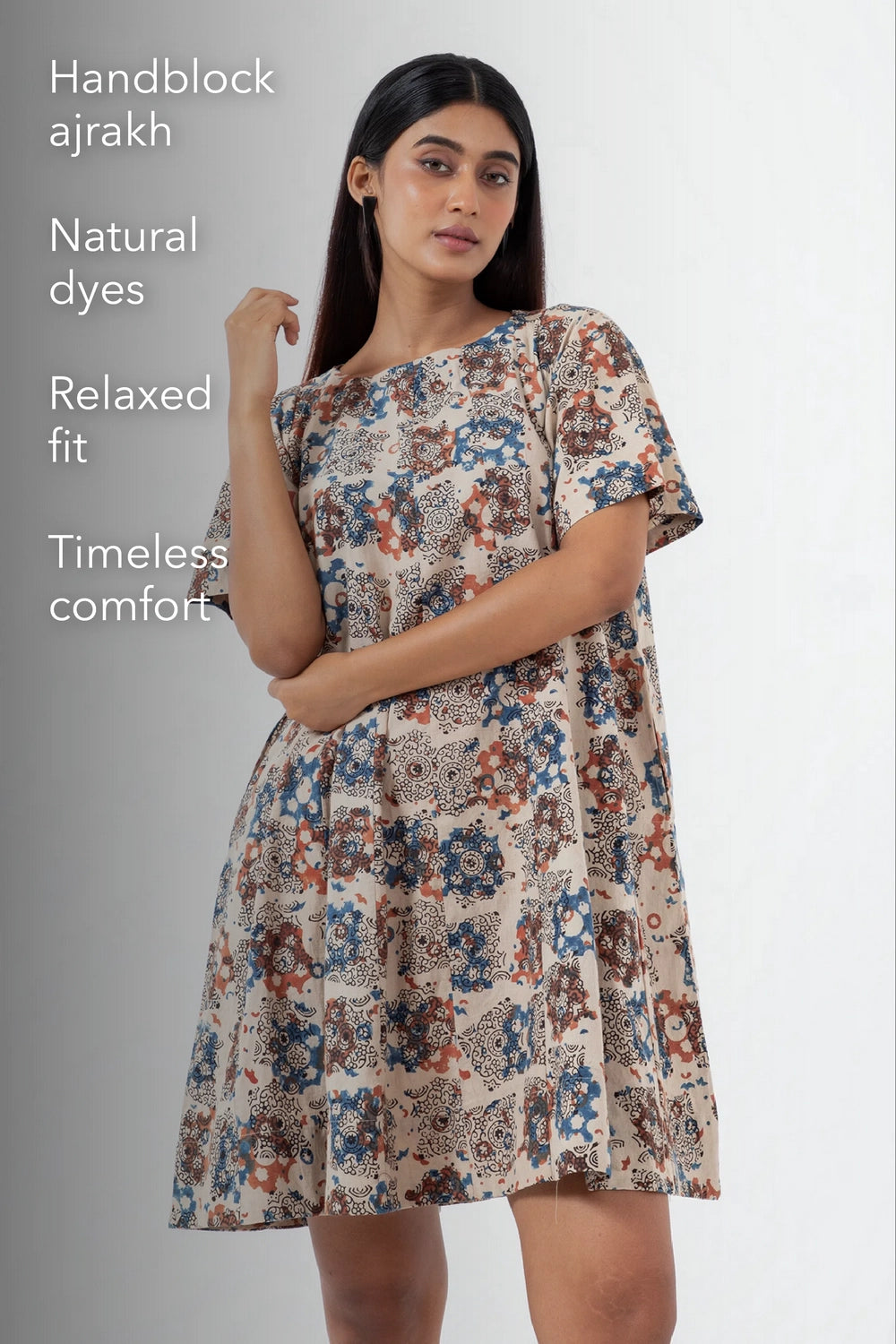 Block printed Atypical White Zero Waste Dress