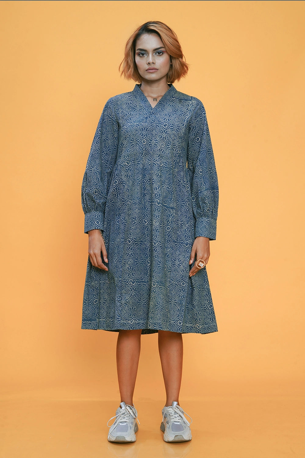 Block printed Clear sky Timeless Dress