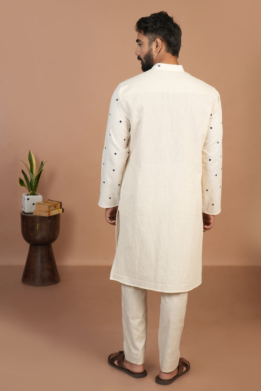Kala Cotton Kutchi Mirror Work Off-white Straight Kurta