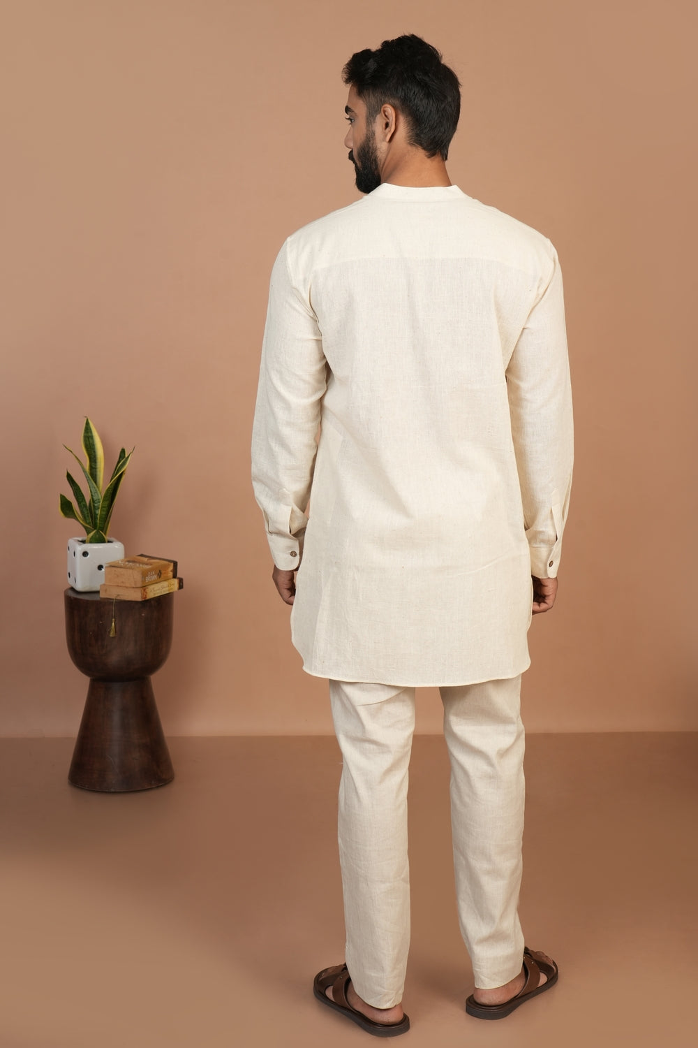Handloom Kala Cotton Off-white Everyday Basic Kurta