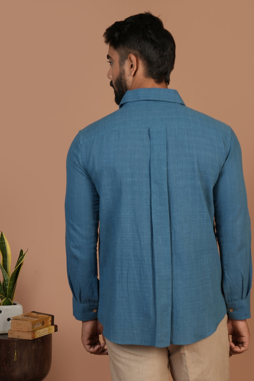 Handloom Kala Cotton Earthy Blue Everywhere Shirt