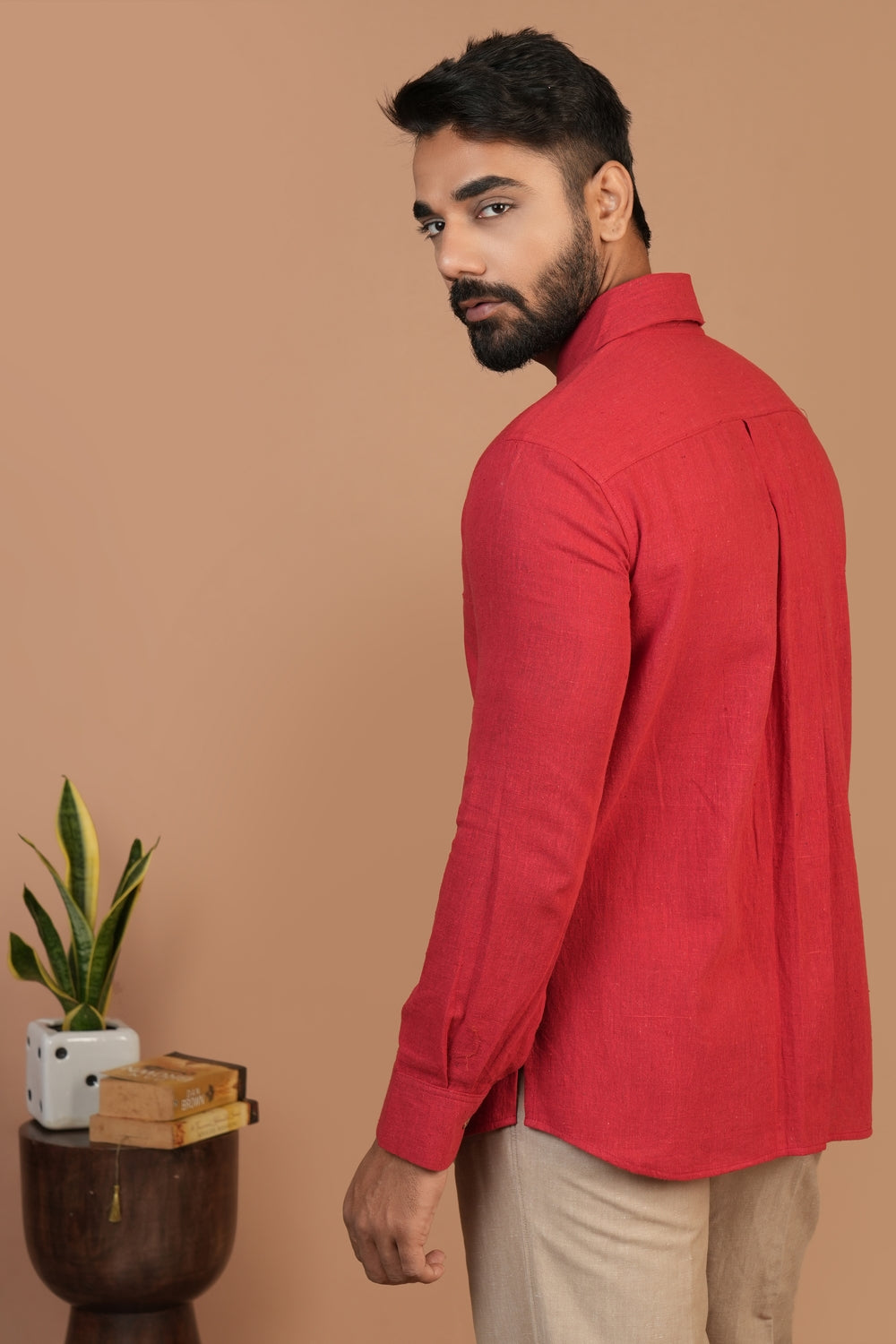 Handloom Kala Cotton Cherry Red Everywhere Shirt