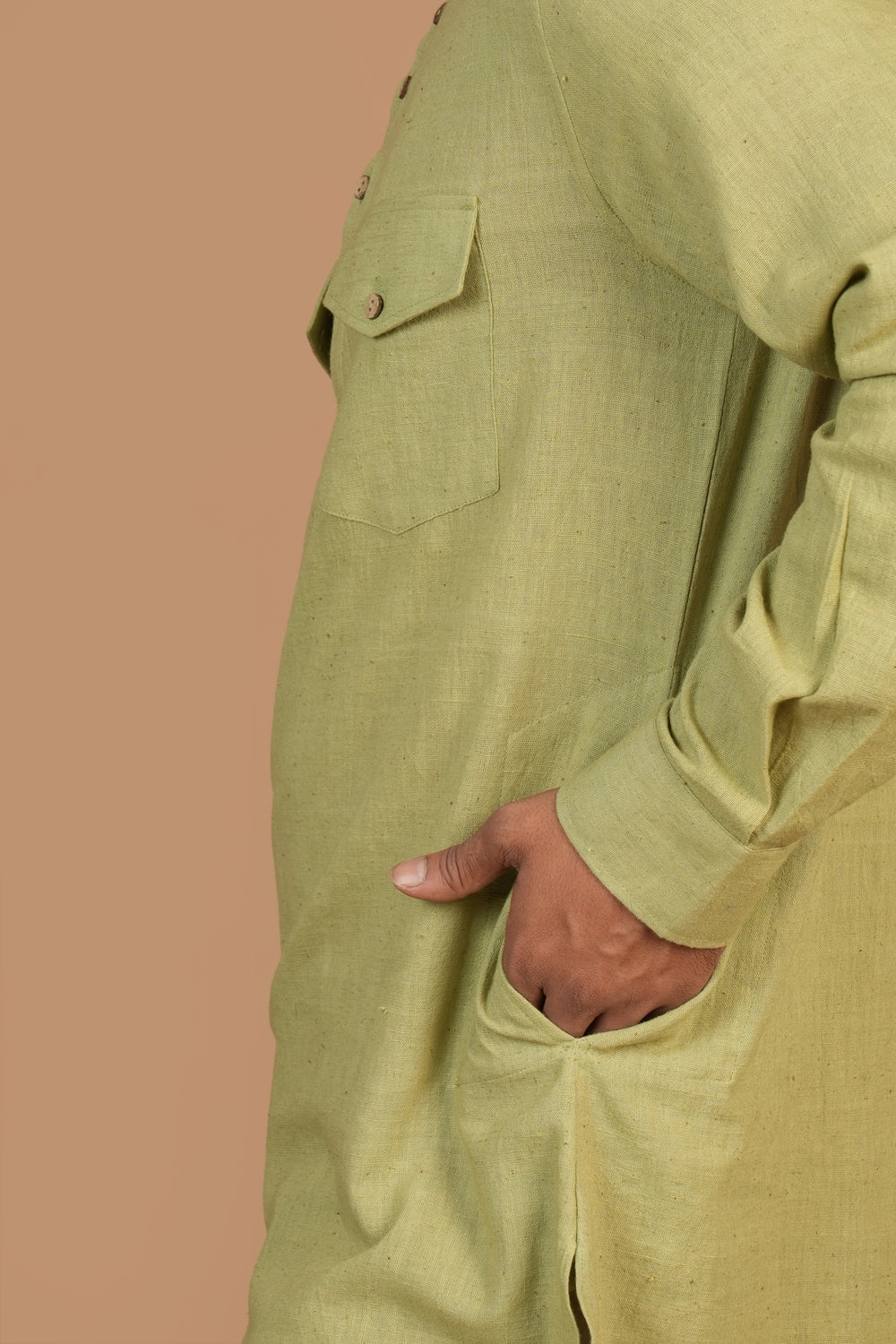 Handloom Kala Cotton Sage Green Everyday Basic Kurta