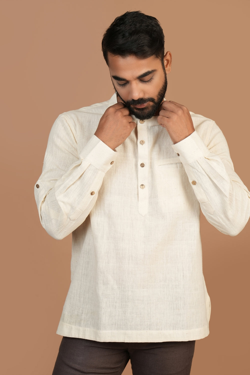 Kala Cotton Off-white Popover Shirt