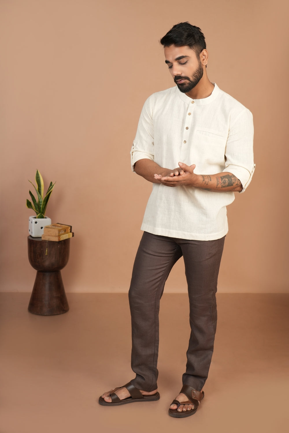 Kala Cotton Off-white Popover Shirt