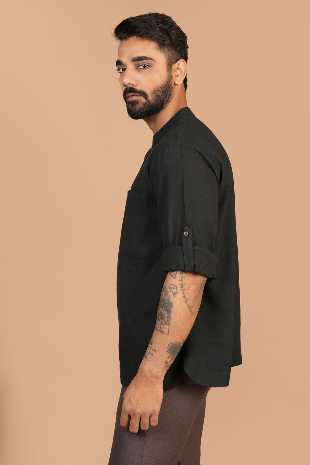 Kala Cotton Black Popover Shirt