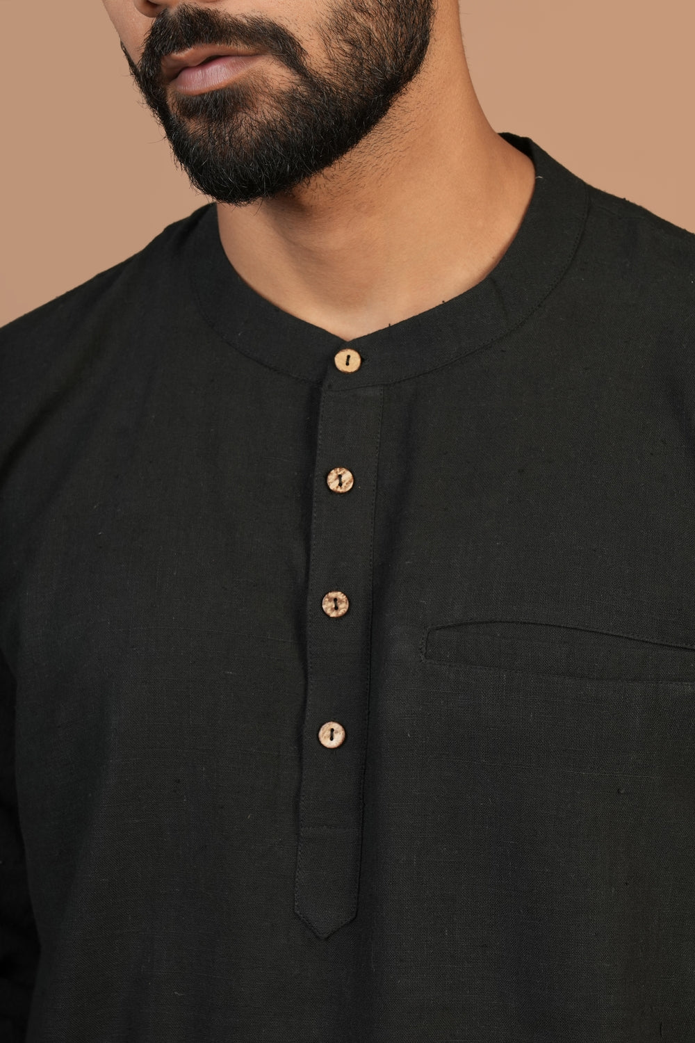 Kala Cotton Black Popover Shirt