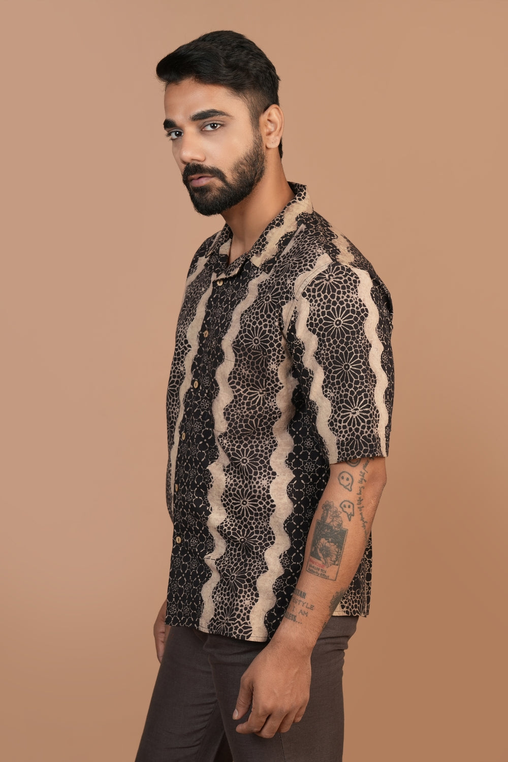 Block Printed Black Waves Holiday Formal