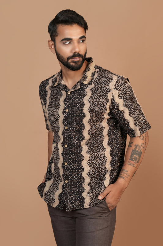 Block Printed Black Waves Holiday Formal