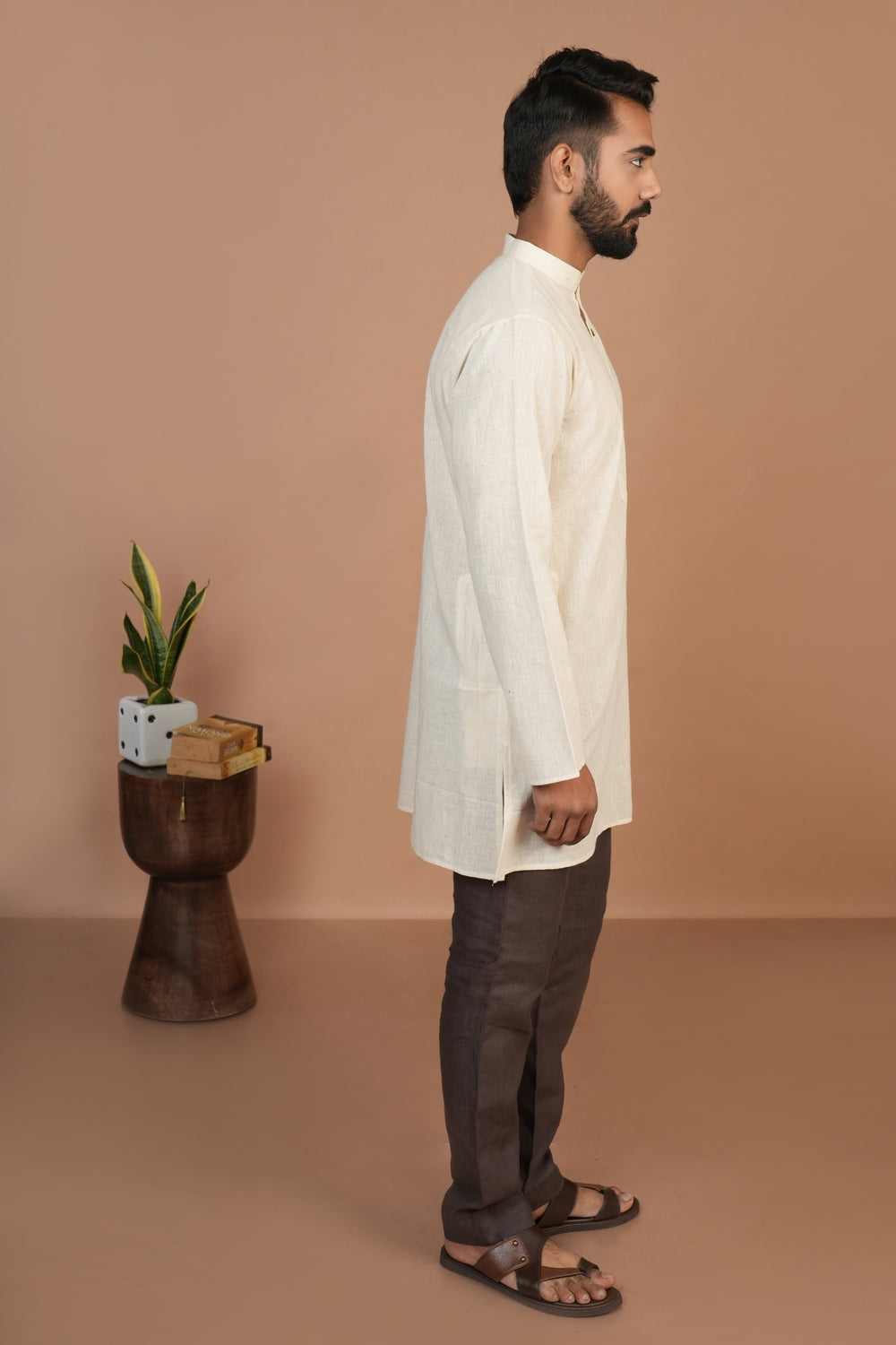 Handloom Kala Cotton Off-white Straight Kurta