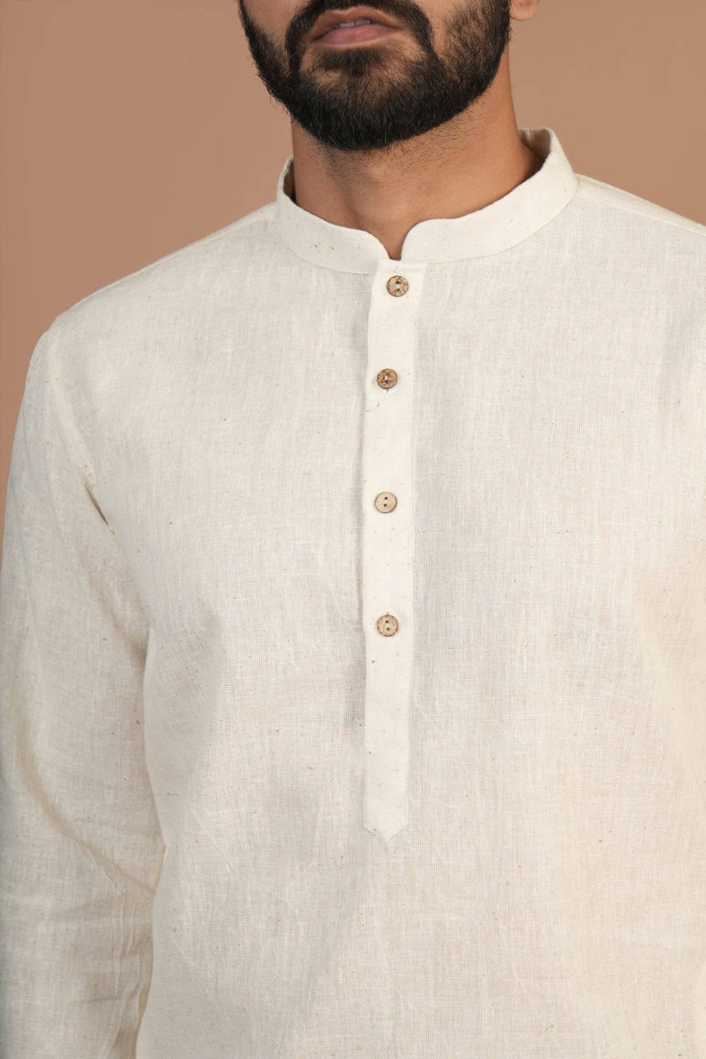 Handloom Kala Cotton Off-white Straight Kurta
