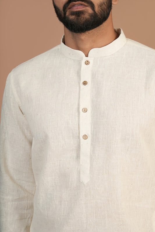 Handloom Kala Cotton Off-white Straight Kurta