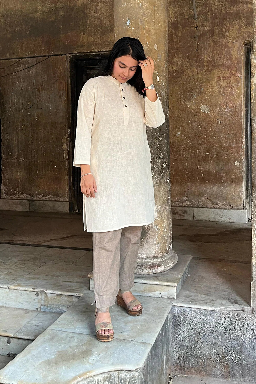 Kala Cotton Round Neck A-Line Kurta