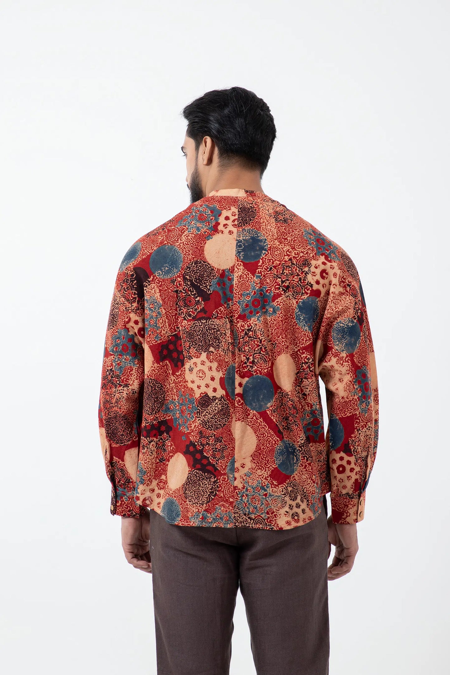 Hand block printed Ajrakh Alizarine Jaapani Kimono