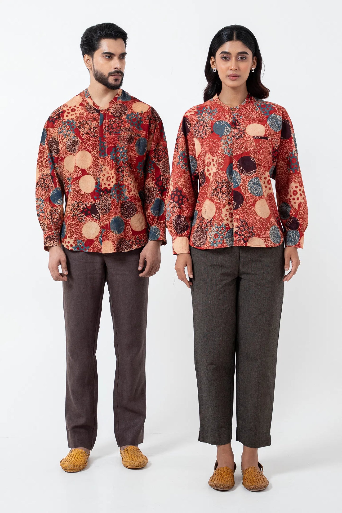 Hand block printed Ajrakh Alizarine Jaapani Kimono