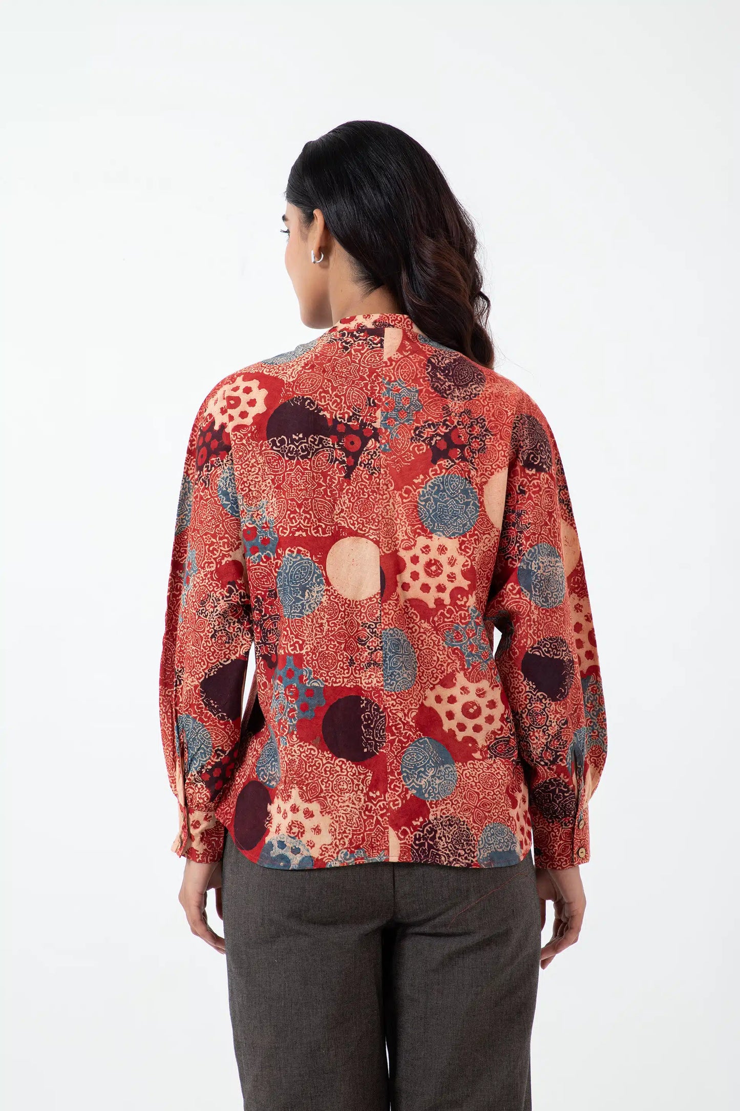 Hand block printed Ajrakh Alizarine Jaapani Kimono