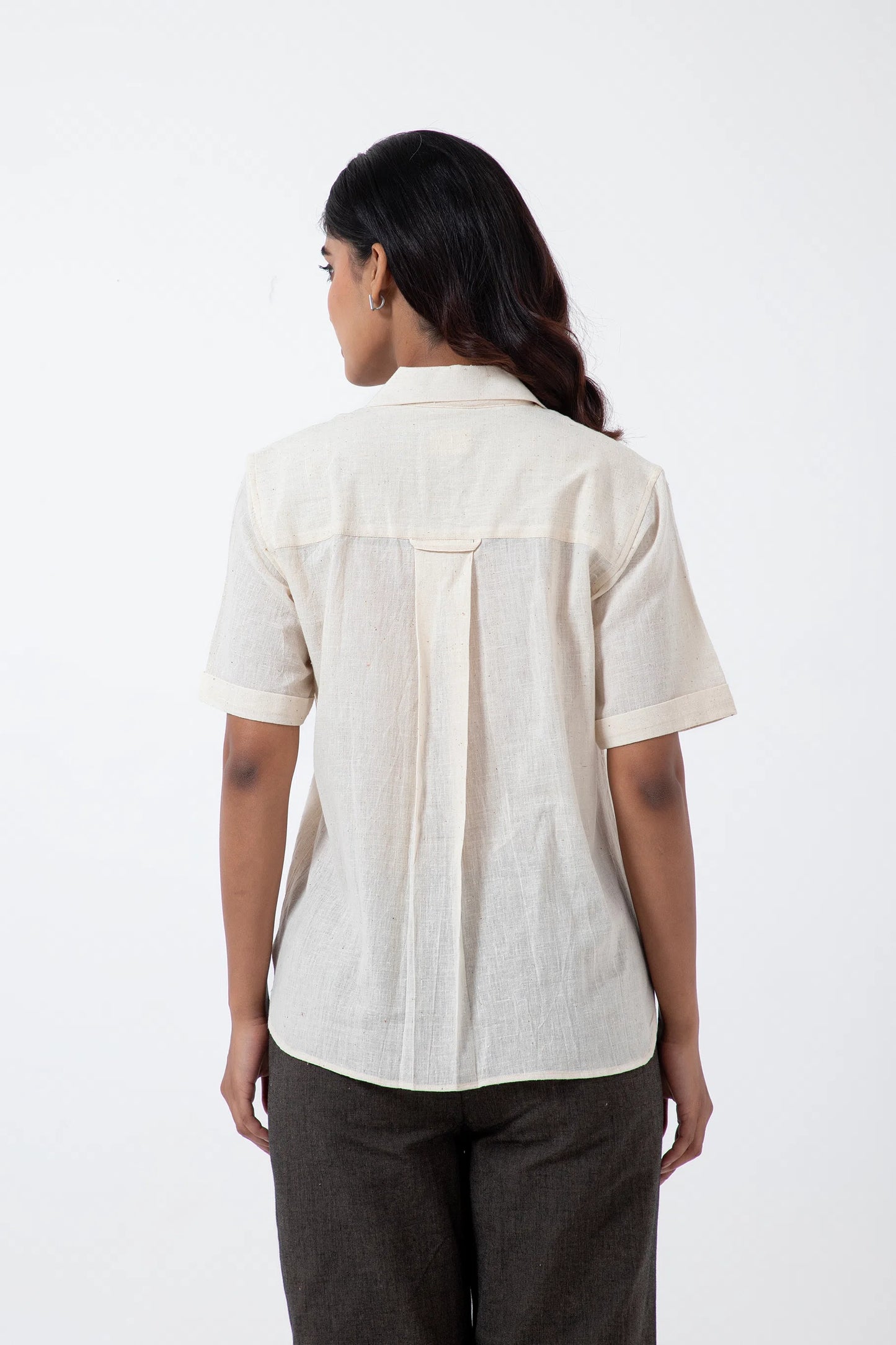 Kala Cotton Off-white Shirt with Black Tangaliya Dots Pocket