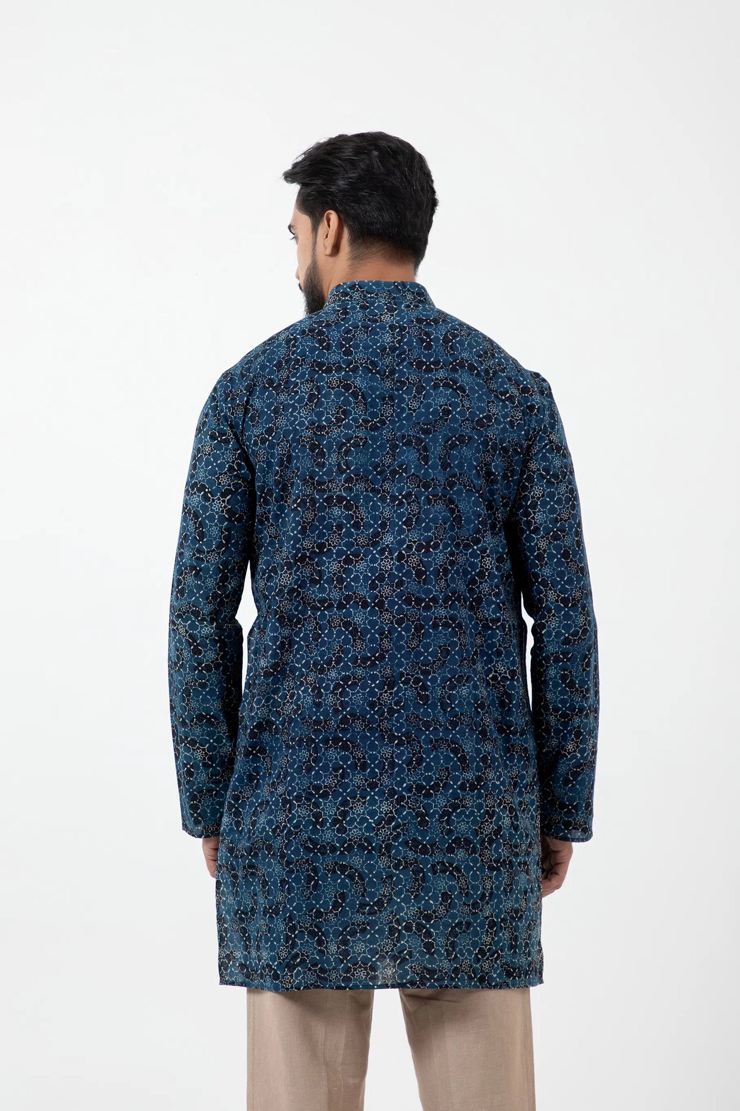Hand Block Printed Ajrakh Brushstroke Short Kurta