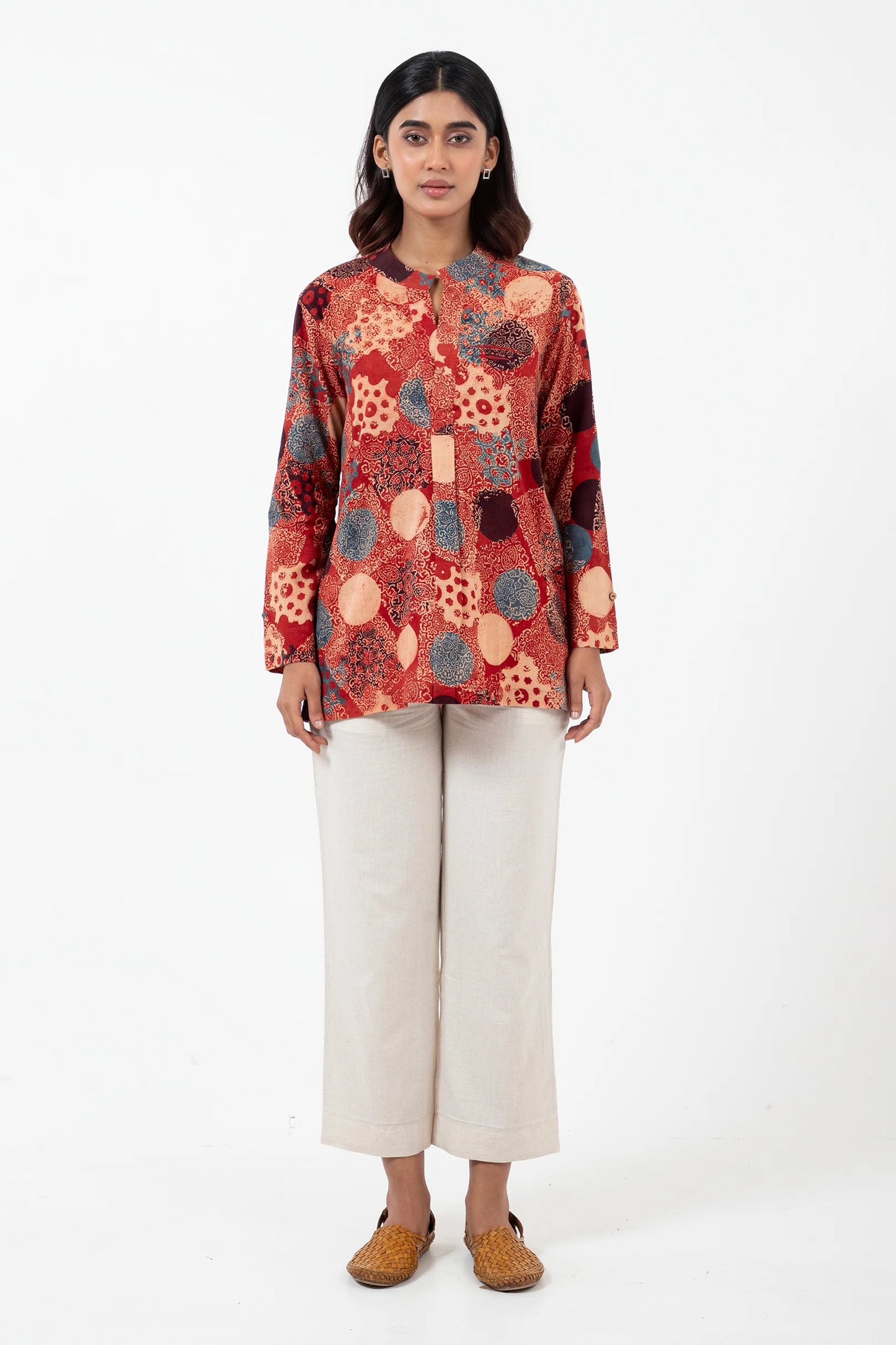 Hand block printed Ajrakh Alizarine Forever Kurta