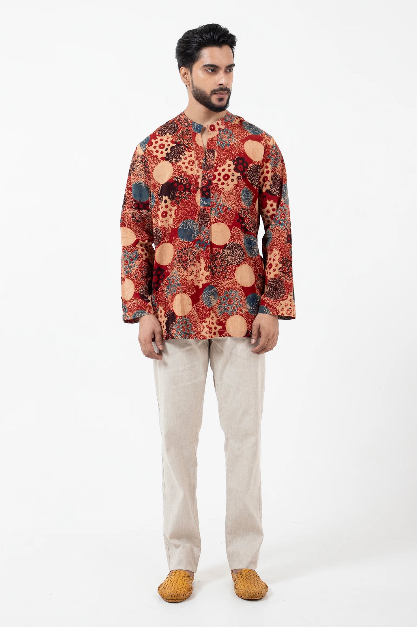 Hand block printed Ajrakh Alizarine Forever Kurta