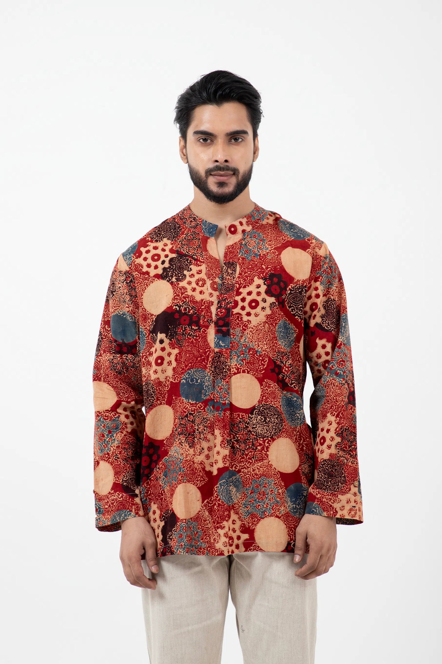 Hand block printed Ajrakh Alizarine Forever Kurta