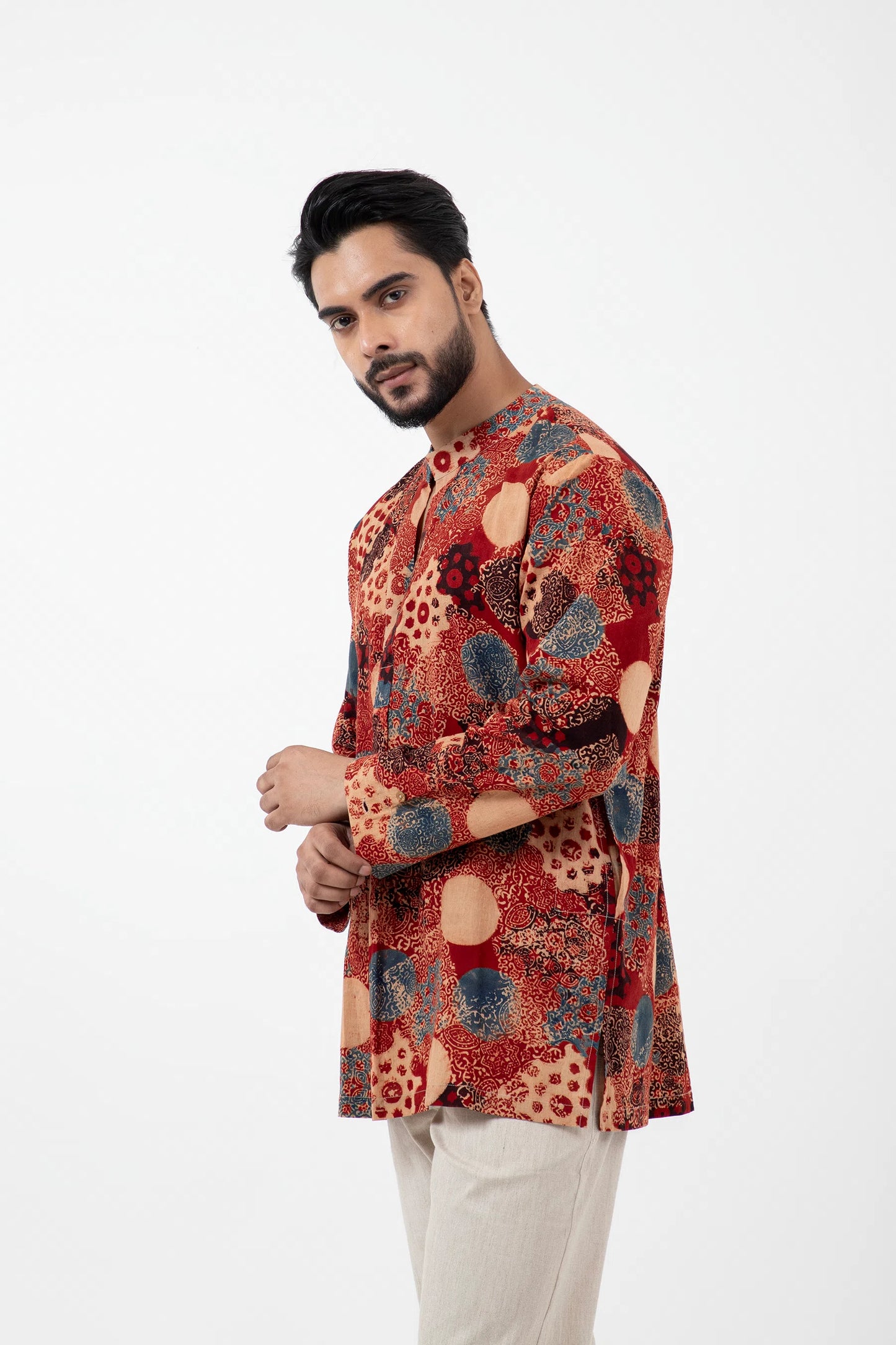 Hand block printed Ajrakh Alizarine Forever Kurta