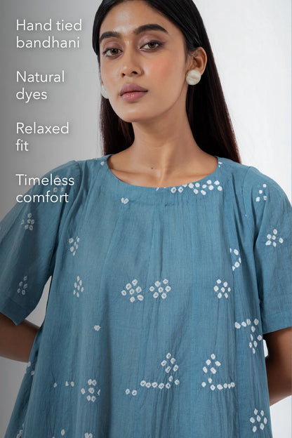 Bandhani Tribal Teal Zero Waste Dress