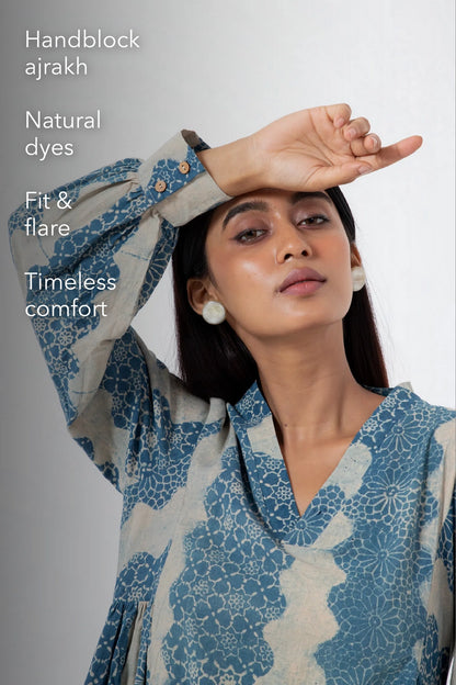 Block printed Wave Timeless Dress