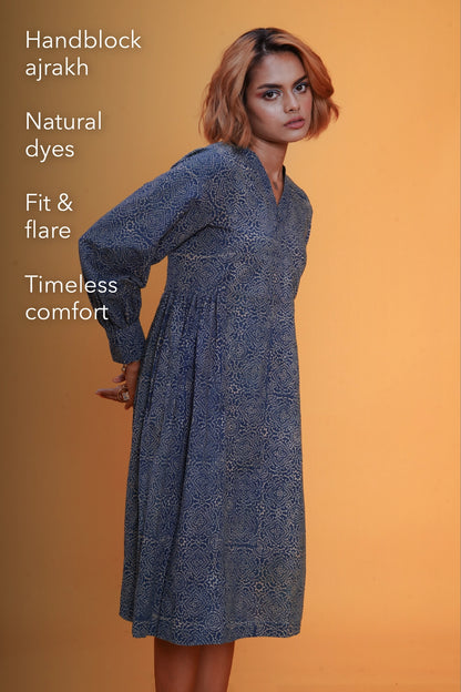 Block printed Clear sky Timeless Dress