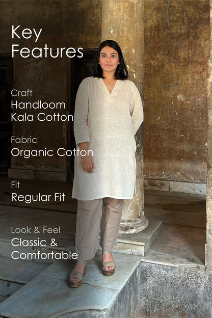 Kala Cotton V-Neck Straight Fit Kurta