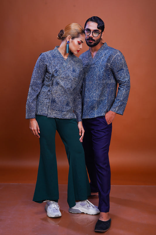 Ajrakh Silver Lining Mughal Shirt