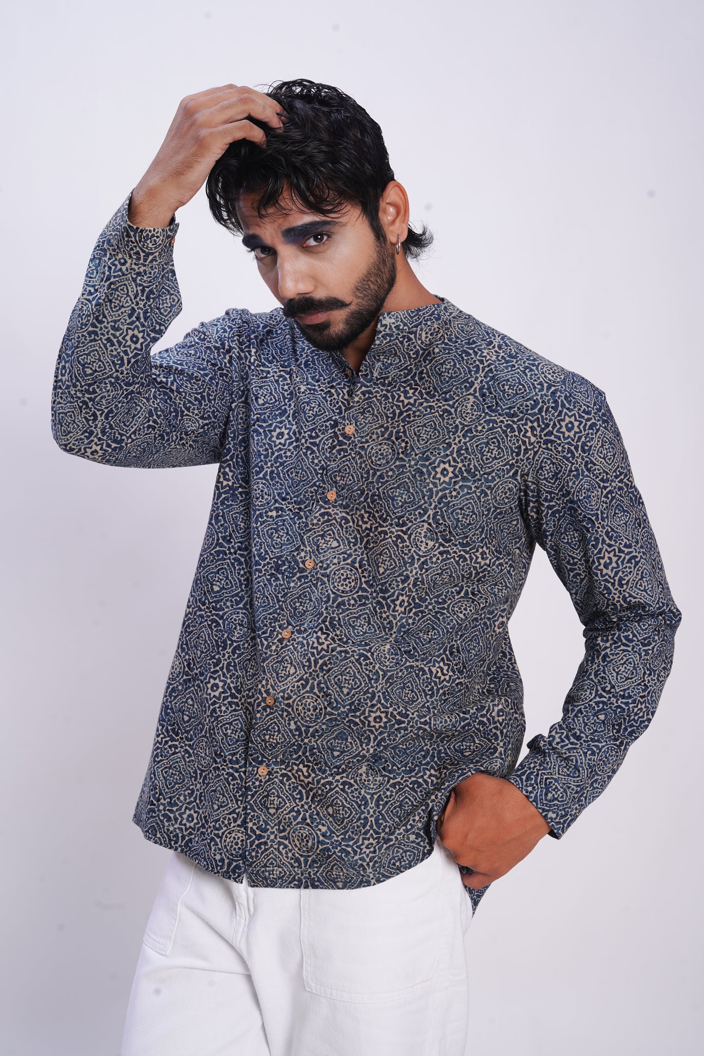 Hand block printed Silver Lining Reliable shirt