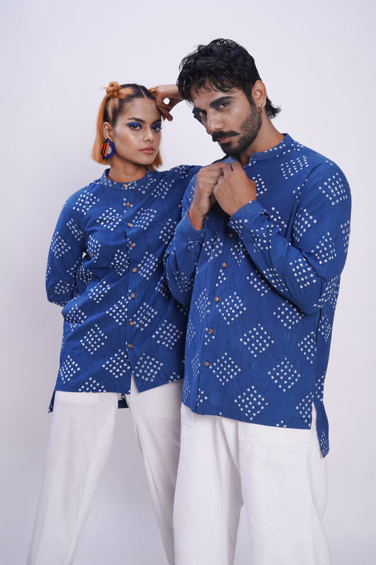 Bandhani 25 Dots Reliable Shirt Indigo