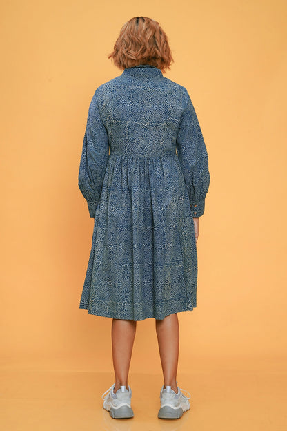 Block printed Clear sky Timeless Dress
