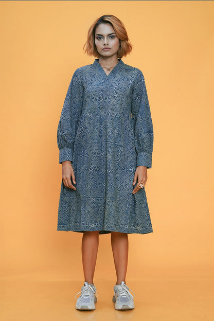 Block printed Clear sky Timeless Dress
