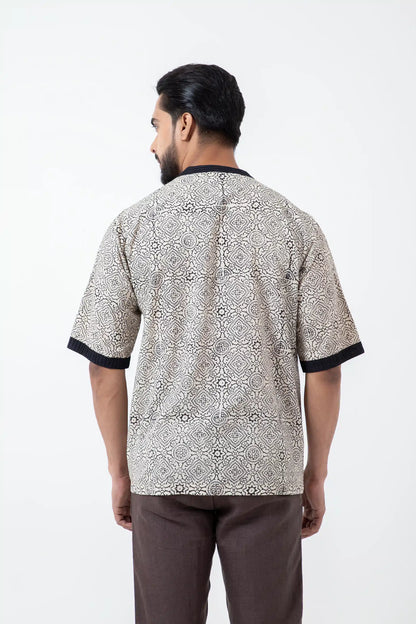 Block Printed White Skyline Bunkar t-shirt