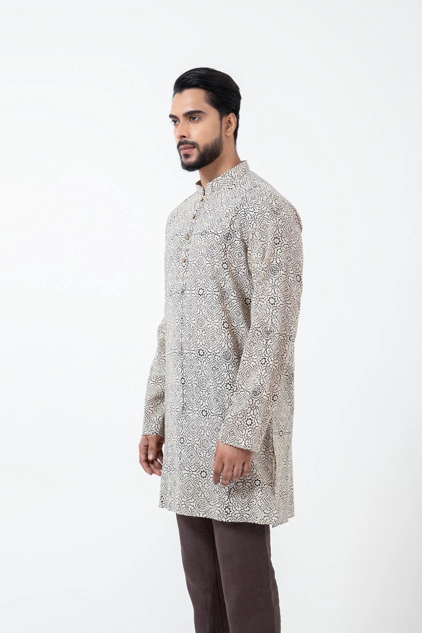 Block printed White Skyline Short Kurta