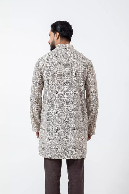 Block printed White Skyline Short Kurta