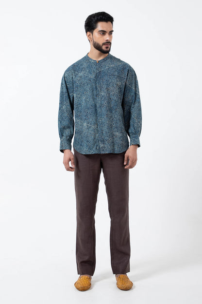 Block printed Silver lining Jaapani Kimono Shirt