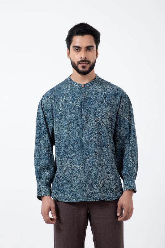 Block printed Silver lining Jaapani Kimono Shirt