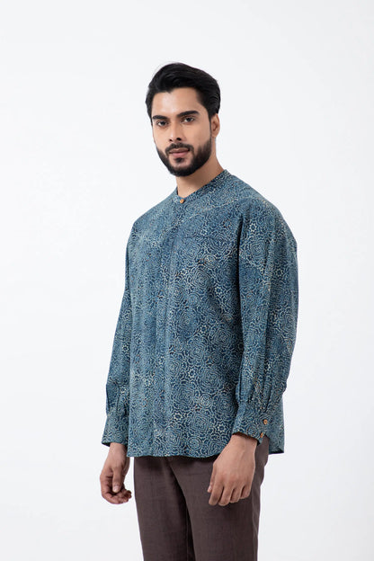 Block printed Silver lining Jaapani Kimono Shirt