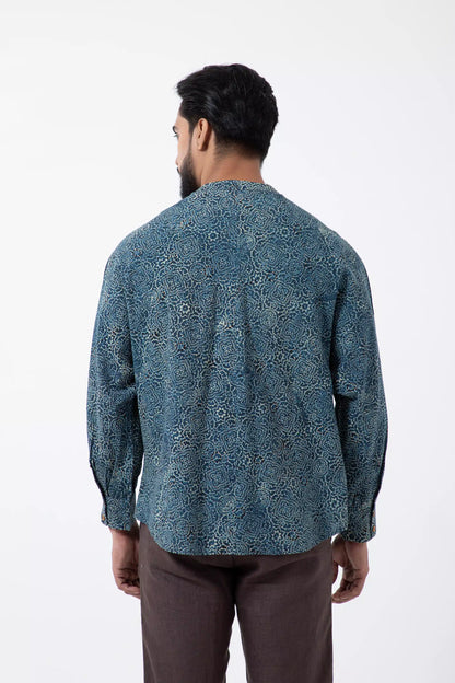 Block printed Silver lining Jaapani Kimono Shirt